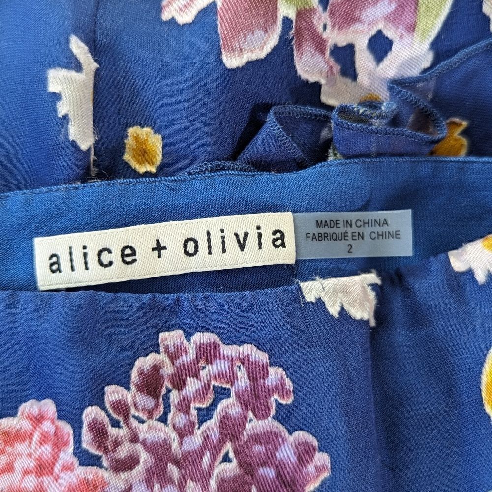Alice + Olivia Floral Tiered Ruffle Skirt 2 Coquette Girl Fairy Coastal - Picture 2 of 9